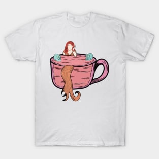 Mermaid in a cup with skulls T-Shirt